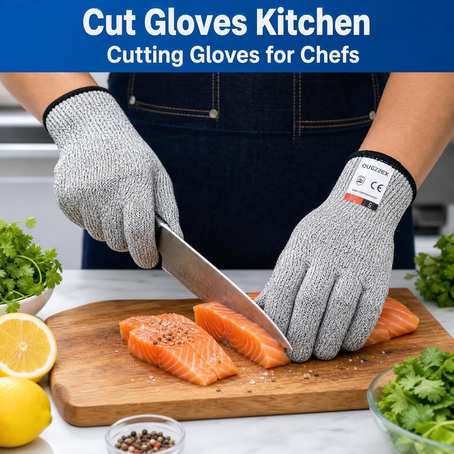 Cut Resistant Gloves, Kitchen & Food Grade, for Cutting, Slicing, Meat Carving, Gardening, Unisex Work Safety Gloves
