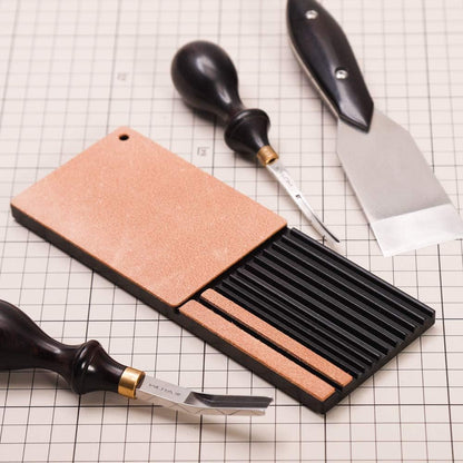 Edge Beveler Sharpener Multifunctional Leather Edge Beveler Sharpener Skiving Knife Sharpening Strop Tools Polish Grind Knife Wider Shovel Cutting DIY Leather Tool