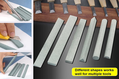 Sharpening Stone Set,6pcs 180# Wood Carving Sharpener Whetstone Sanding Sticks,Coarse Polishing Set for Sharpen Chisel or Small Detailed Tools,Variety of Shapes(Length3.94Inch)]