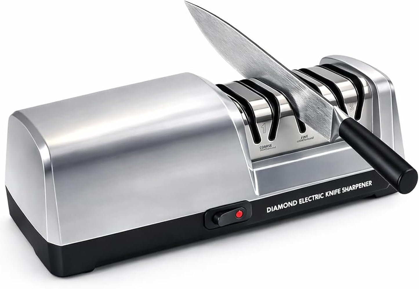 5-in-1 Electric Knife Sharpener for All Knives – Diamond Abrasive Sharpener with 3 Speeds & LCD Display | Sharpens Straight, Serrated, Kitchen Knives & Scissors | Automatic, Safe, Easy to Use (GERY)