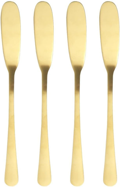 4Pcs Stainless Steel Cheese Spreaders 6.49 Inch Butter Knife Set for Jam Cold Butter Cream Cheese Cake Sandwiches Charcuterie Kitchen Utensils for Home Restaurants Catering