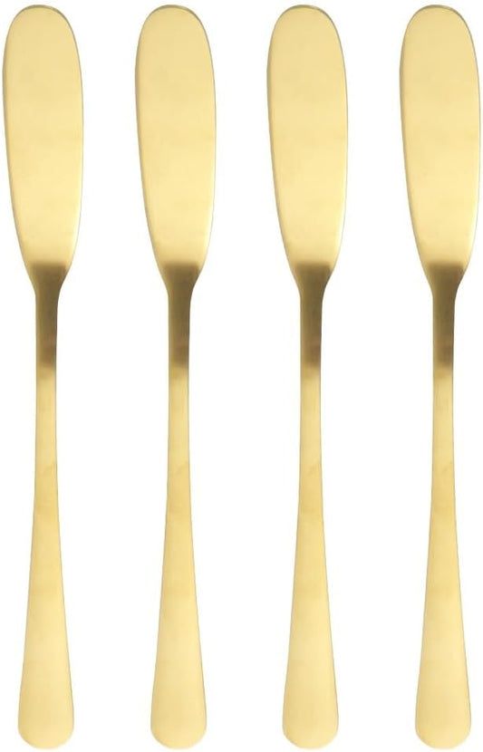 4Pcs Stainless Steel Cheese Spreaders 6.49 Inch Butter Knife Set for Jam Cold Butter Cream Cheese Cake Sandwiches Charcuterie Kitchen Utensils for Home Restaurants Catering