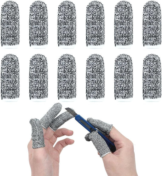 New Reusable Finger Sleeve Protectors Anti-Slip Cut Resistant Finger Cots, 12 Pack 5 Level Thumb Fingertips Protection Cots Protectors Guards Glove Life Extender Finger Covers for Kitchen Work Cuts