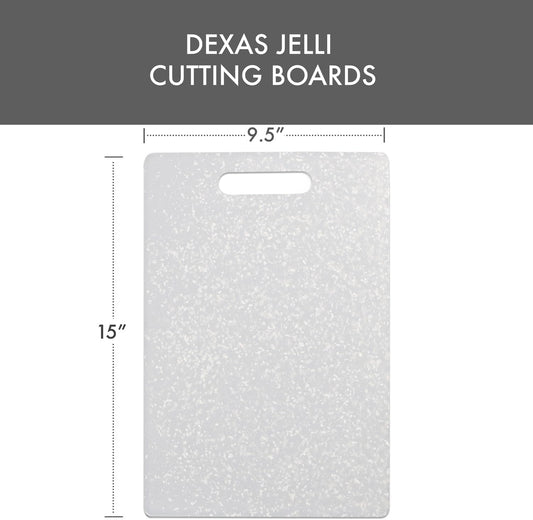 Classic Jelli Cutting Board with Handle, 9 by 15 inches, White Granite Pattern