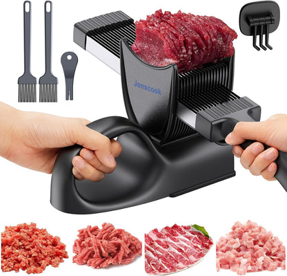Fresh Meat Slicer, Manual Fresh Meat Cutter, Meal Prep, 2mm or 4mm-Dark Black
