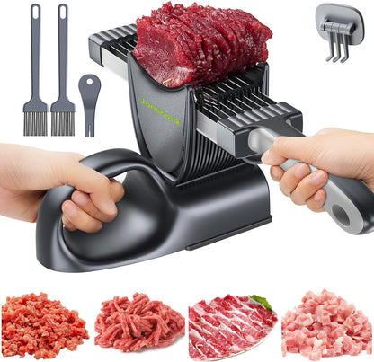 Fresh Meat Slicer, Manual Fresh Meat Cutter, Meal Prep, 2mm or 4mm-Dark Black
