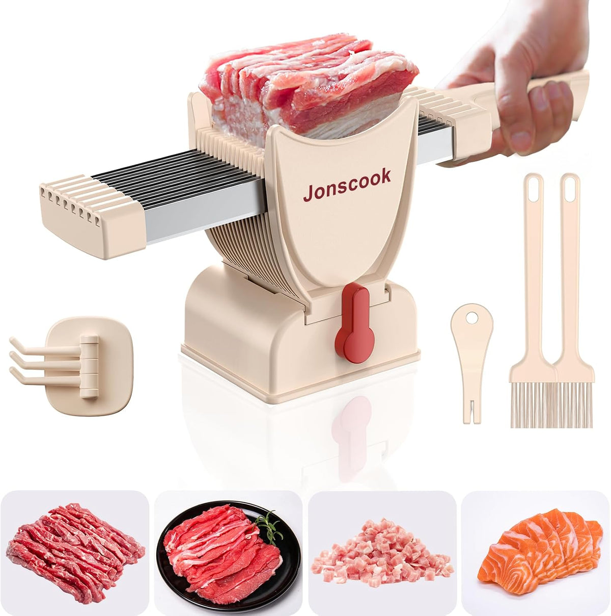 Fresh Meat Slicer, Manual Fresh Meat Cutter, Meal Prep, 2mm or 4mm-Dark Black