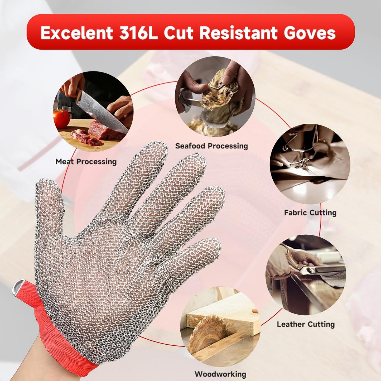 Cut Resistant Glove Food Grade Stainless Steel Chainmail Glove for Ultimate Cutting Protection Meat Cutting Oyster Shucking (XS)