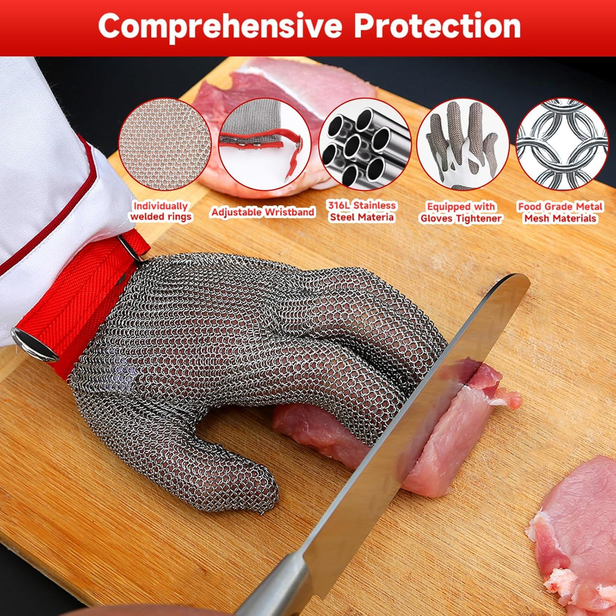 Cut Resistant Glove Food Grade Stainless Steel Chainmail Glove for Ultimate Cutting Protection Meat Cutting Oyster Shucking (XS)