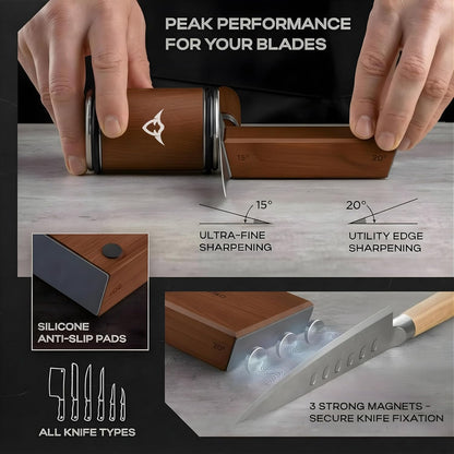 High Carbon Stainless Steel Rolling Knife Sharpener Kit | 400, 1000 & 3000 Grit Discs –15° & 20° Sharpening Angles | Professional & Home Kitchen Use | Restores Blunt Knives