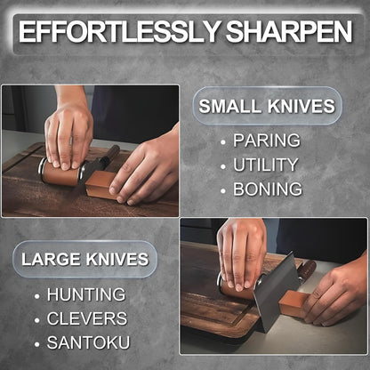 High Carbon Stainless Steel Rolling Knife Sharpener Kit | 400, 1000 & 3000 Grit Discs –15° & 20° Sharpening Angles | Professional & Home Kitchen Use | Restores Blunt Knives