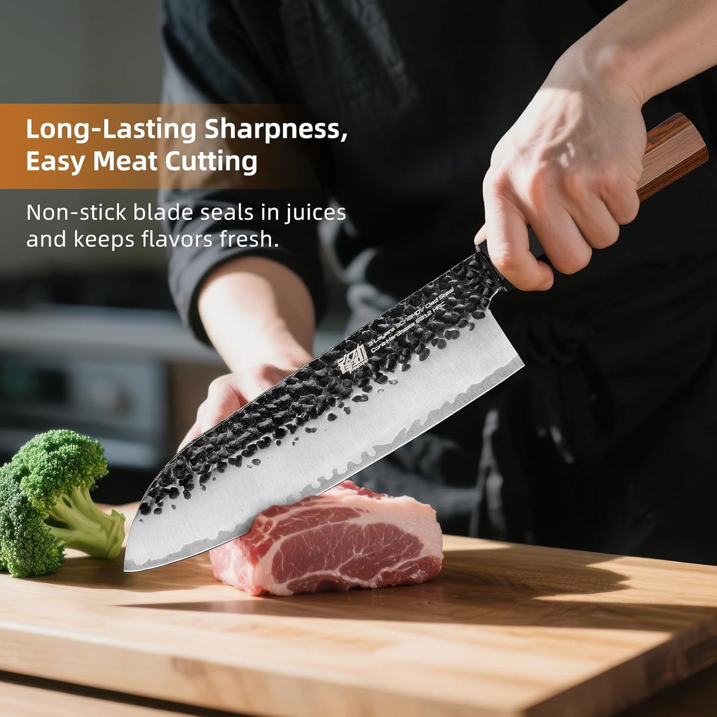 Japanese Santoku Knife 7 Inch, Multipurpose Japanese Chef Knife with High Carbon Steel Blade, Rosewood Octagonal Handle, for Meat, Fish, Fruits and Vegetables, Dynasty Series