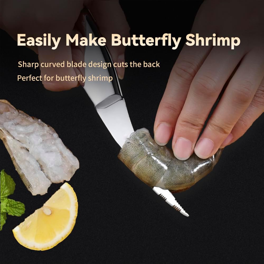 Shrimp Deveiner Tool Stainless Steel Shrimp Deveining Tool Seamless Shrimp Peeler and Deveiner Tool Efficient Shrimp Peeler and Shrimp Cleaner Shrimp Knife for Easy Shrimp Deveining
