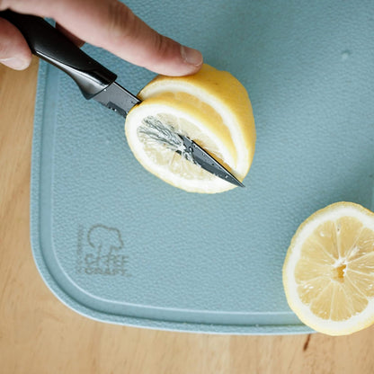 Select Wheat Straw Cutting Board and Knife Set, 10 inch x 7.5 inch, Blue