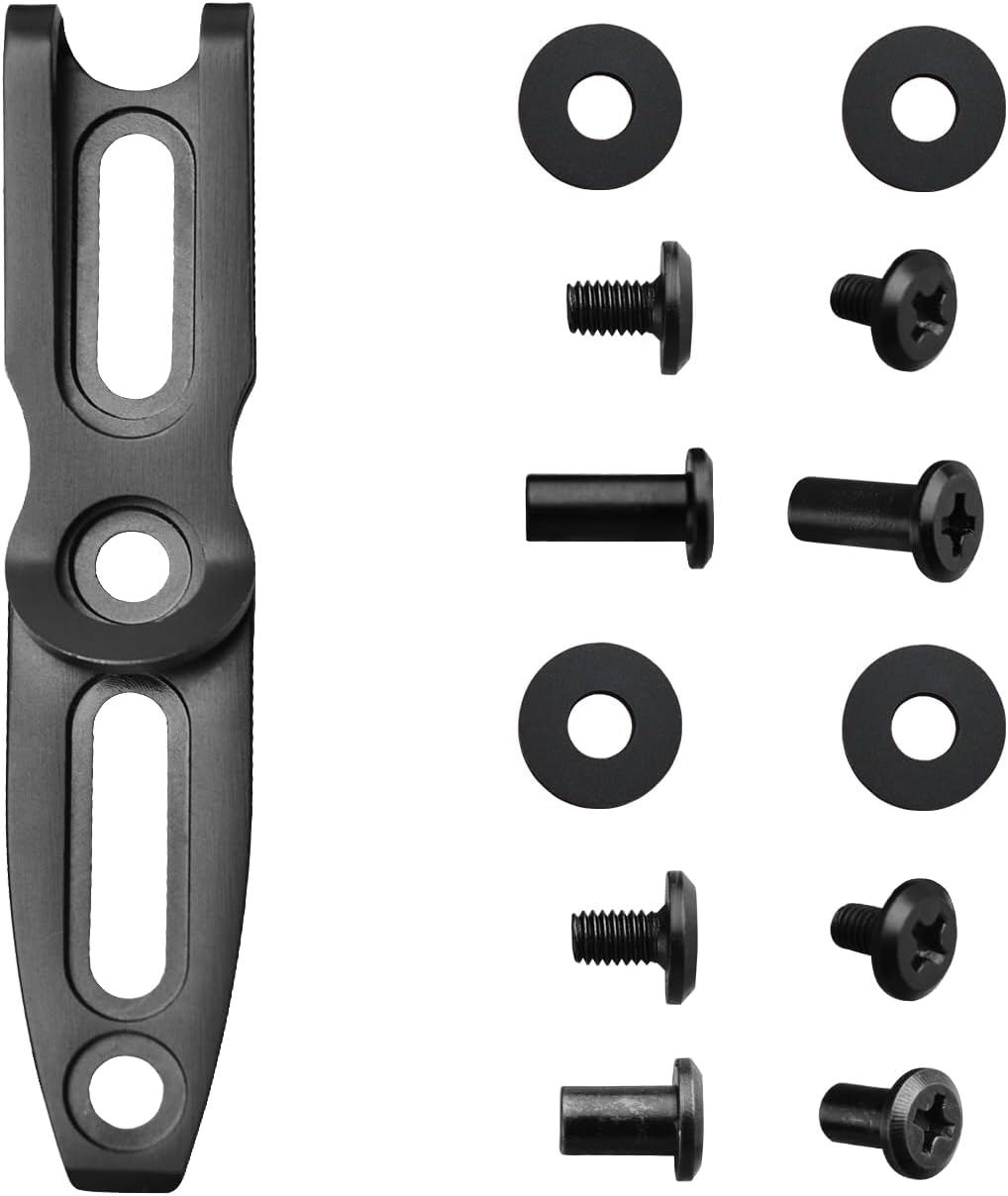 Pocket Clip for Kydex Sheath Outdoor Knife Accessory with Multiple Hole Distances and Thickness Options (Black Titanium)