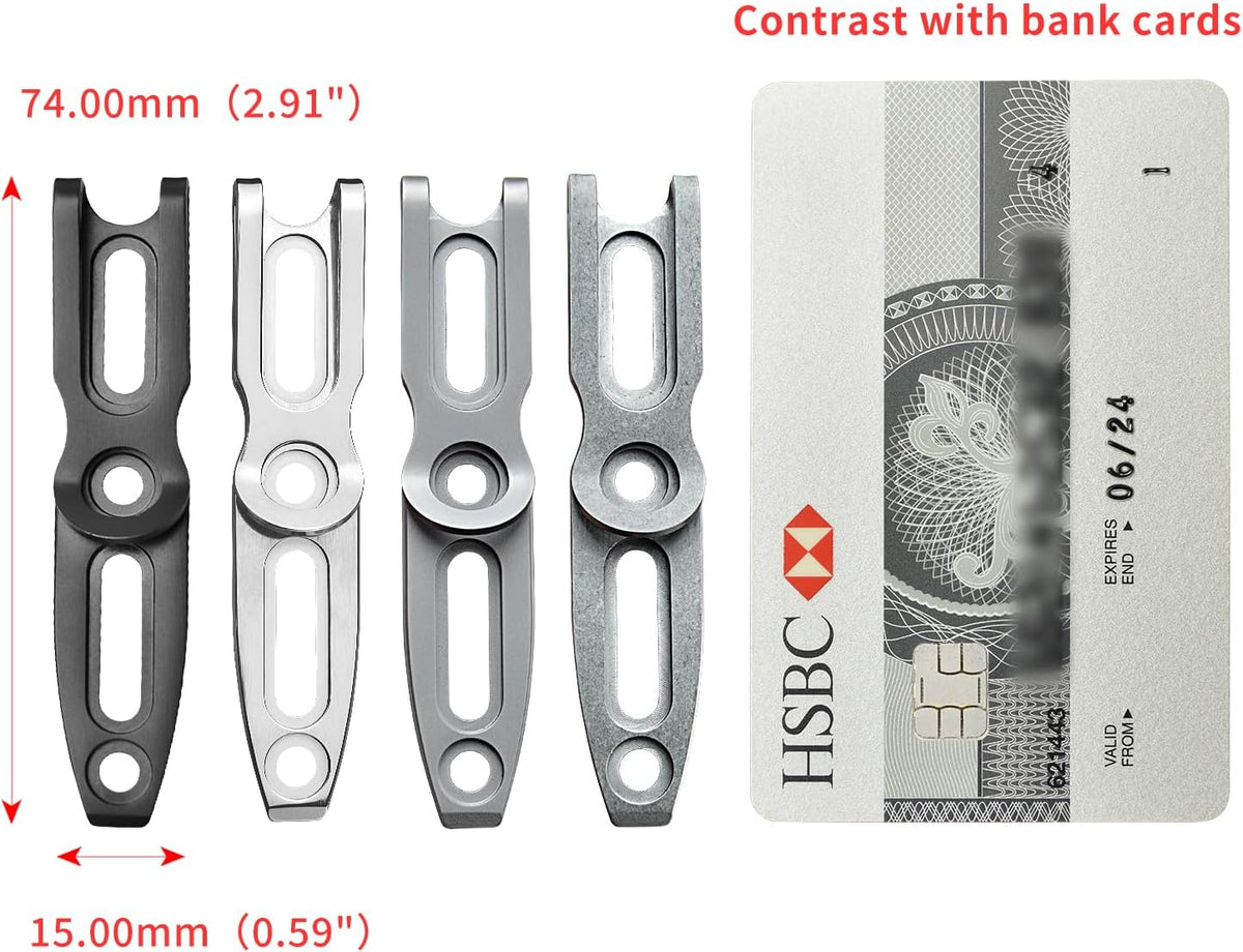 Pocket Clip for Kydex Sheath Outdoor Knife Accessory with Multiple Hole Distances and Thickness Options (Black Titanium)