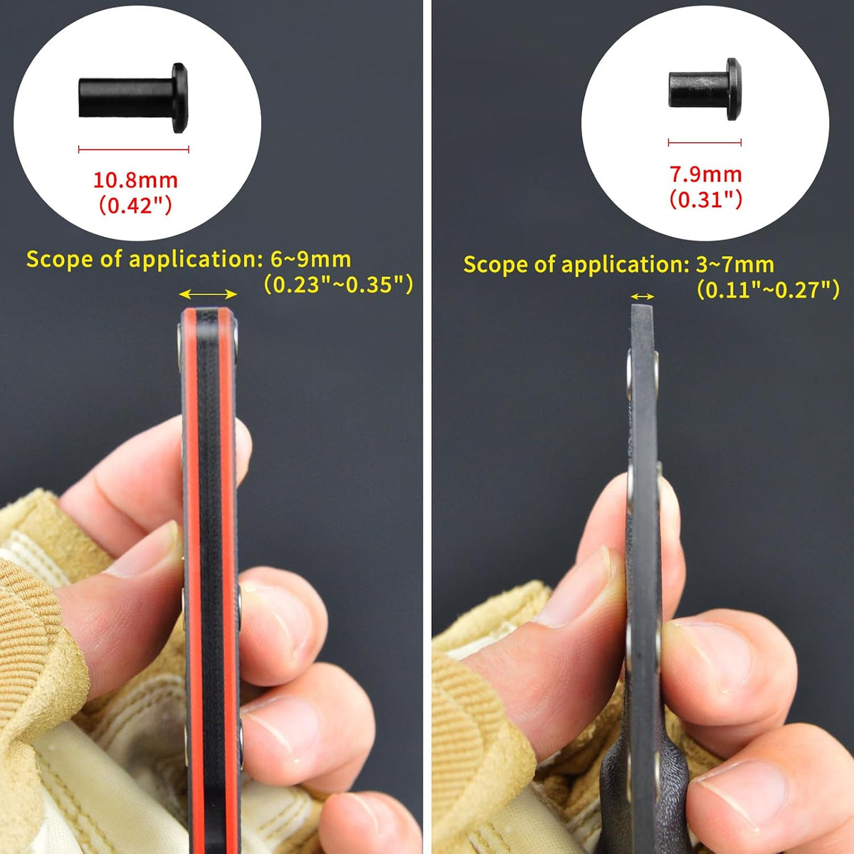 Pocket Clip for Kydex Sheath Outdoor Knife Accessory with Multiple Hole Distances and Thickness Options (Black Titanium)