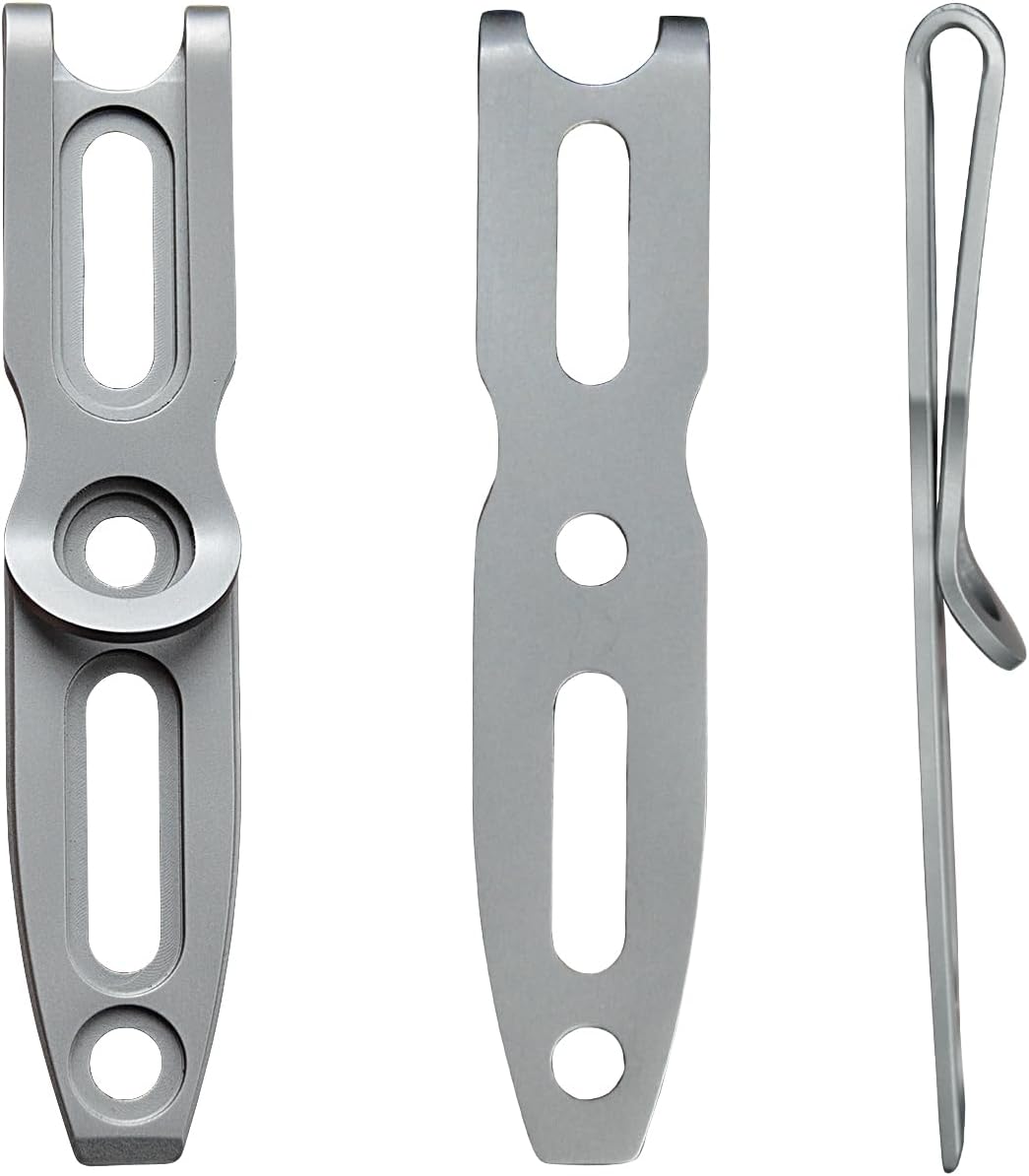 Pocket Clip for Kydex Sheath Outdoor Knife Accessory with Multiple Hole Distances and Thickness Options (Black Titanium)