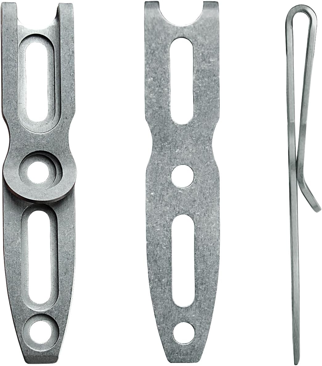Pocket Clip for Kydex Sheath Outdoor Knife Accessory with Multiple Hole Distances and Thickness Options (Black Titanium)