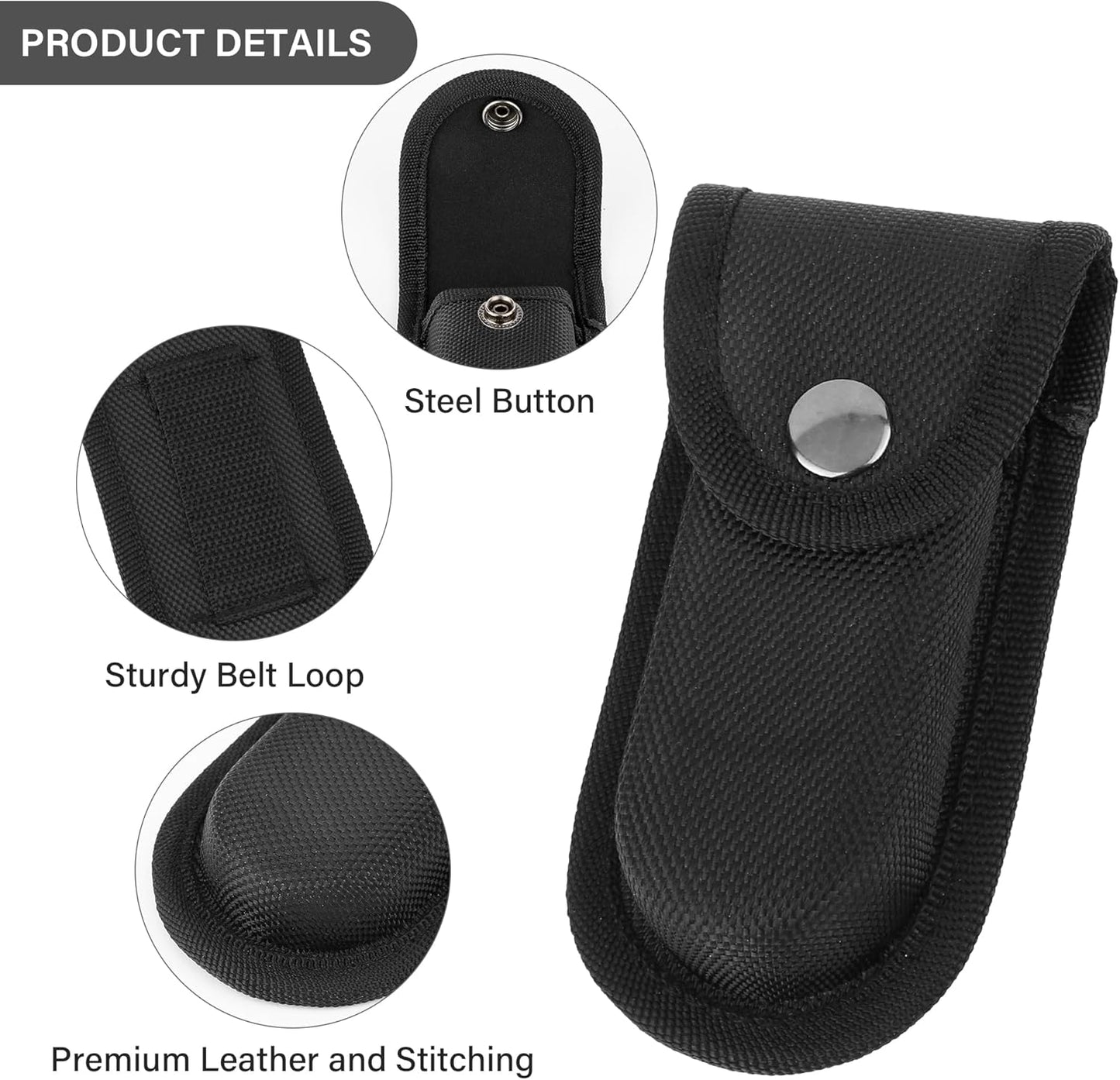 2Pcs Nylon Pocket Knife Holder, Folding Knife Sheath with Snap Closure & Belt Loop, Vertical/Horizontal Knife Case for Belt, Pocket Knife Holster for Multitool, Swiss Army Knife