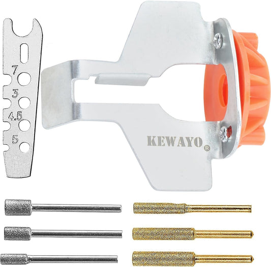 Chainsaw Sharpening Attachment Kit - 8Pcs Chain Saw Blade Teeth Sharpener Set with Angle Guide and Diamond Burr Grinding Stone Files, Drill Power Tool Accessories for Gardening Lawn Mower Chainsaw