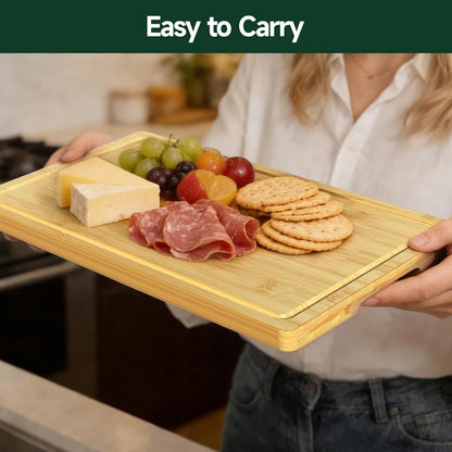 3-Piece Set Deep-Carbonized Bamboo Cutting Board for Kitchen - Crack-Resistant Wood Chopping Boards with Deep Juice Grooves, Pre-Oiled Butcher Block for Meat, Vegetables & Cheese, Carbonized