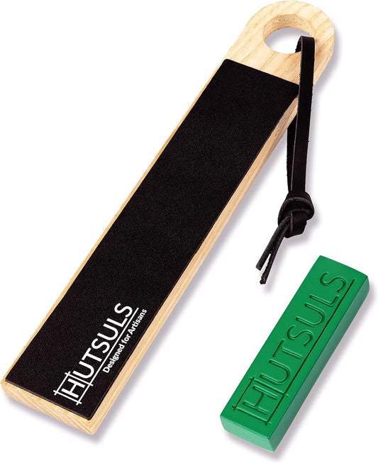 Pocket Knife Strop Kit - Get Razor-Sharp Edges with Pocket Leather Strop for Knife Sharpening, Easy to Use Knife Stropping Kit with Stropping Compound, Stropping Leather Sharpening Strop Block