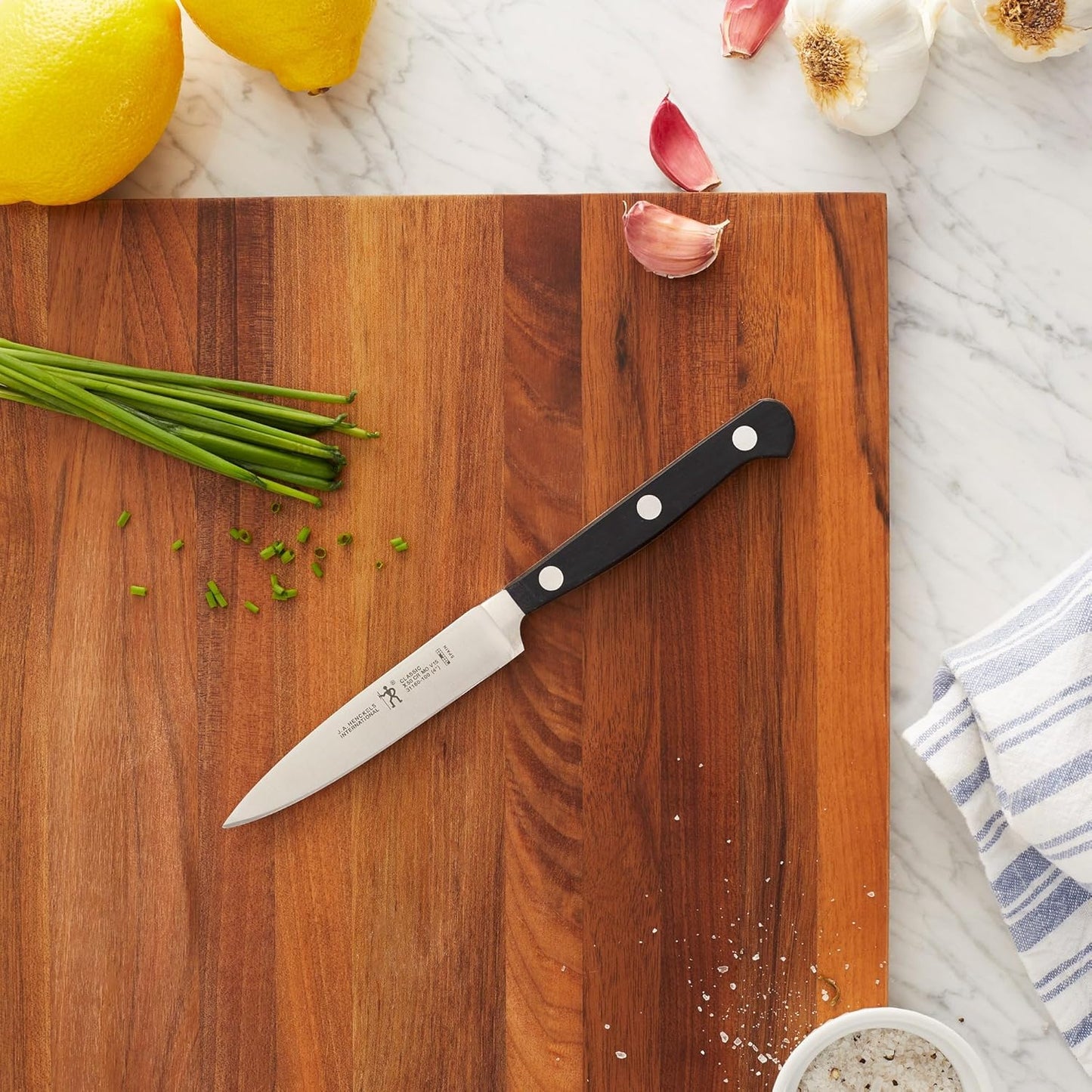 HENCKELS Classic Razor-Sharp 2-Piece Knife Set, Santoku Knife 5 Inch, Paring Knife, German Engineered Informed by 100+ Years of Mastery, Black/Stainless Steel