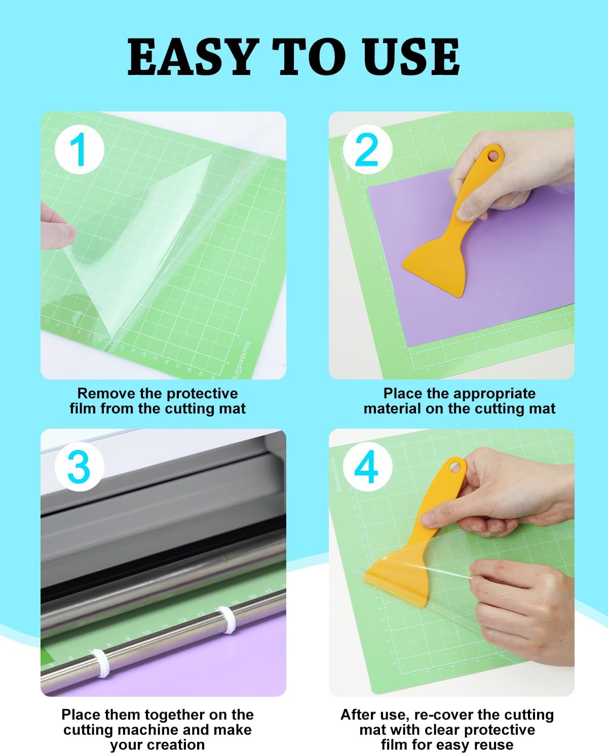 Cutting Mat Compatible with Joy Xtra, 3 Pack 8.5x12in Variety Adhesive Reusable Sticky Non-Slip Durable Cut Mats Replacement Accessories for Sewing Quilting and Crafts