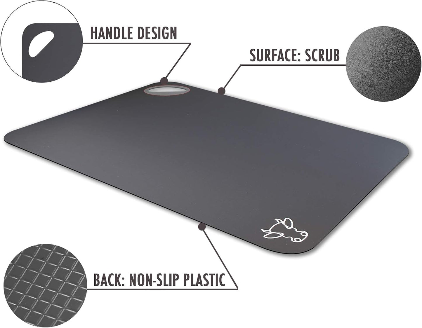 Plastic Cutting Boards with Food Icons, Set of 4, Flexible Cutting Mats with Hole, BPA-Free, Non-Slip and Dishwasher Safe, Modern Neutral Colors