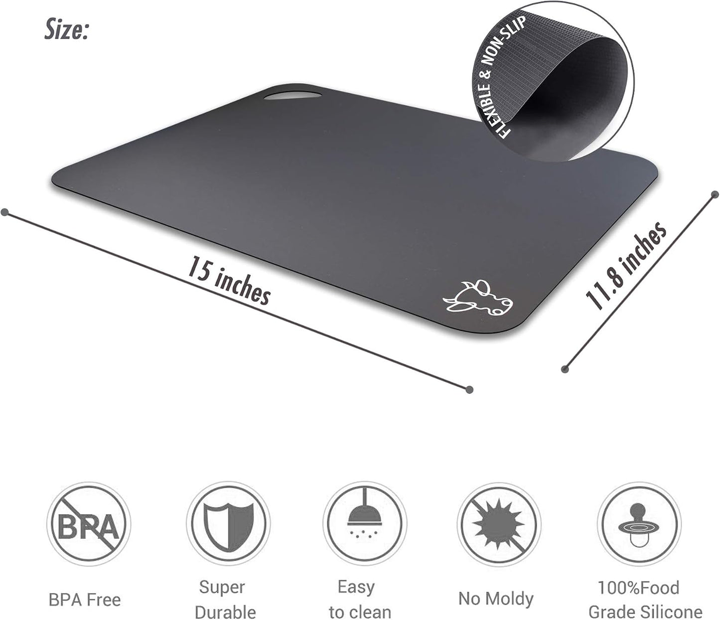Plastic Cutting Boards with Food Icons, Set of 4, Flexible Cutting Mats with Hole, BPA-Free, Non-Slip and Dishwasher Safe, Modern Neutral Colors
