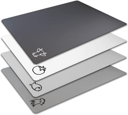 Plastic Cutting Boards with Food Icons, Set of 4, Flexible Cutting Mats with Hole, BPA-Free, Non-Slip and Dishwasher Safe, Modern Neutral Colors