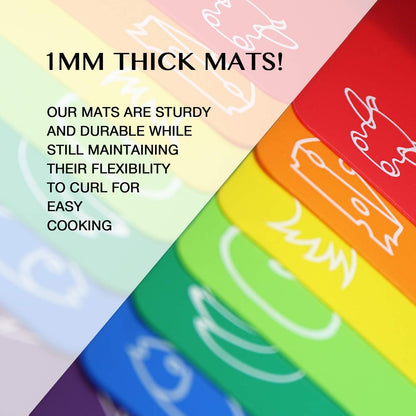 Plastic Cutting Boards with Food Icons, Set of 4, Flexible Cutting Mats with Hole, BPA-Free, Non-Slip and Dishwasher Safe, Modern Neutral Colors