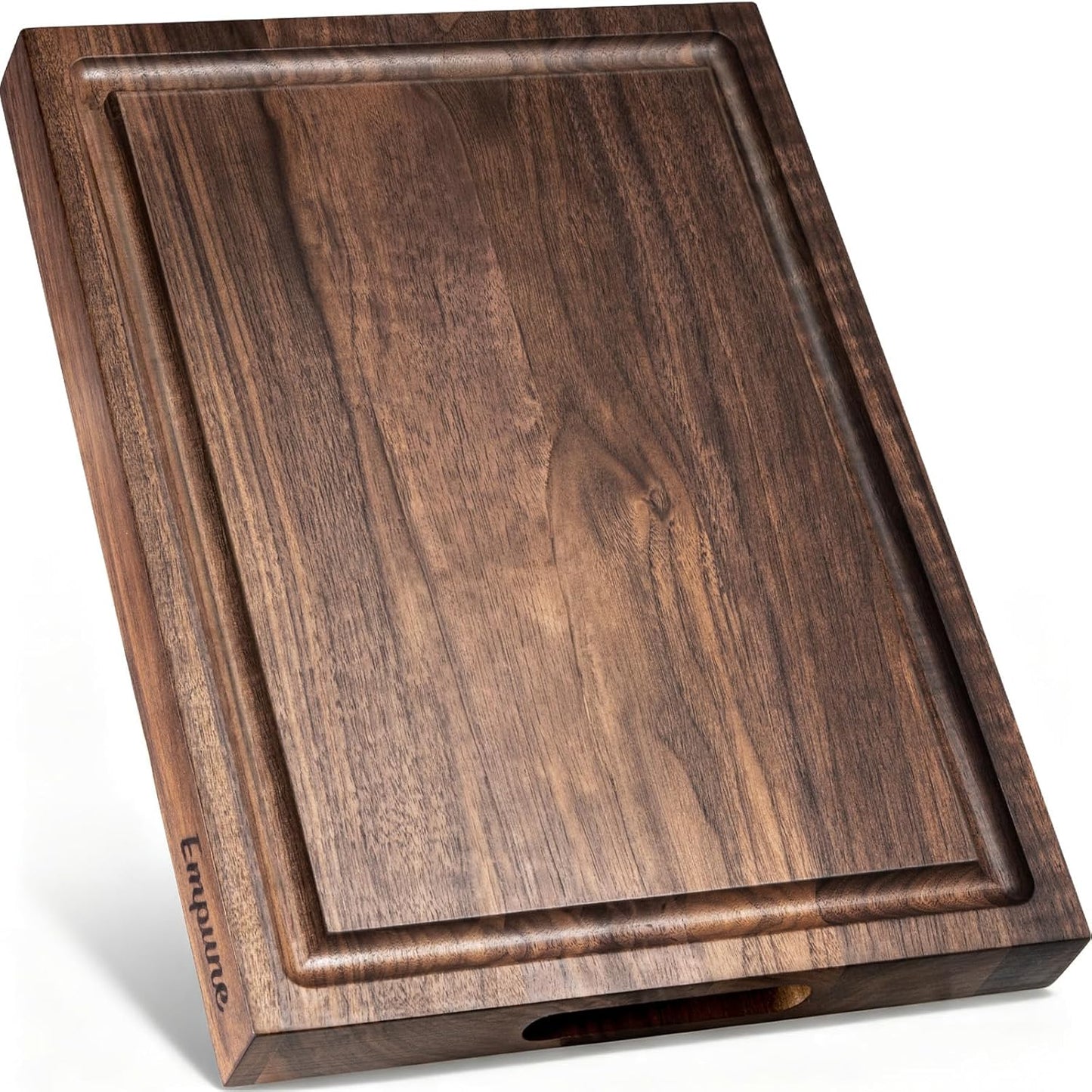 Cherry Wood Cutting Boards for Kitchen Wooden Cutting Board with Handle, Chopping Board with Built-in Juice Groove & Well, Heavy-duty Charcuterie Board Butcher Block, 16.5x11.8x1.4 Inches