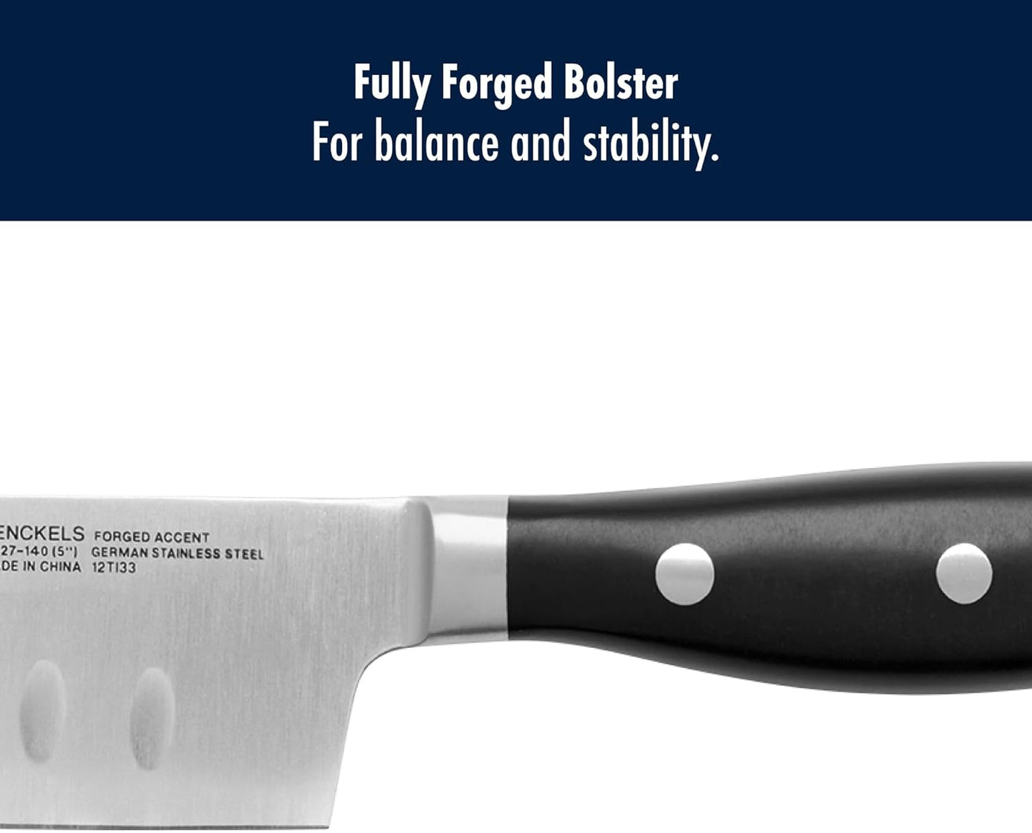 Forged Accent Razor-Sharp Hollow Edge Santoku Knife 5 Inch, German Engineered Informed by 100+ Years of Mastery,Black