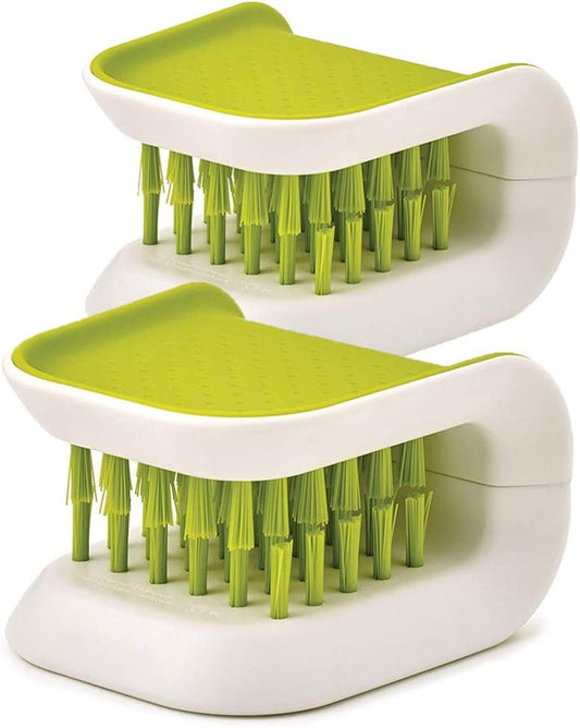 2Pcs Knife Cleaner Blade Brush, Knide Brush, Green Knife Cleaning Brush | Non-Slip Blade Wash Cutlery Cleaner Bristle Scrub for Kitchen Washing