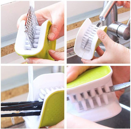 2Pcs Knife Cleaner Blade Brush, Knide Brush, Green Knife Cleaning Brush | Non-Slip Blade Wash Cutlery Cleaner Bristle Scrub for Kitchen Washing