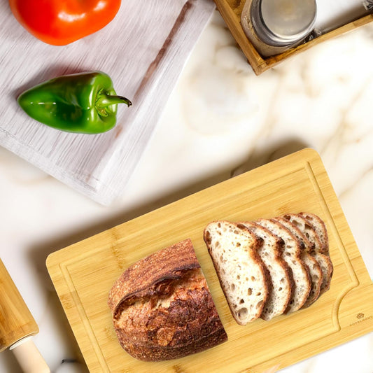 Large Cutting Board, 15x10x0.5 Bamboo Cutting Boards for Kitchen with Juice Groove and Kitchen Chopping Board for Meat Cheese board Heavy Duty Serving Tray