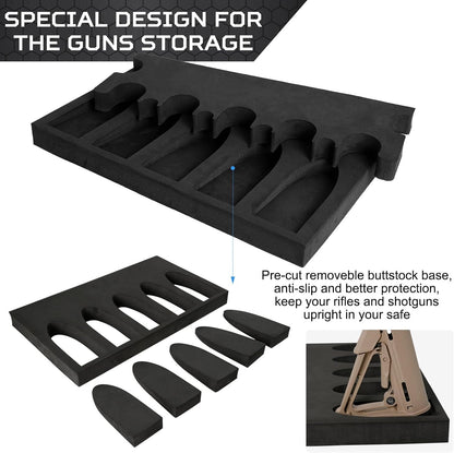 Gun Rack for Gun Storage, Gun Safe Accessory for Rifles and Shotguns, Gun Holder in Gun Cabinet, Shotgun Rifle Rest, Foam Material with Magnetic Strip and Hook Strip , Gifts for Hunters