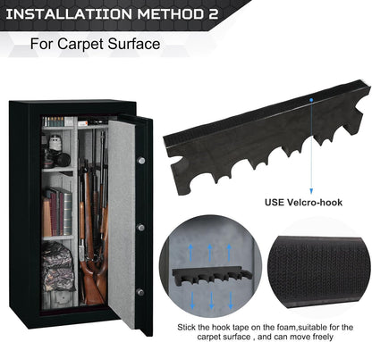Gun Rack for Gun Storage, Gun Safe Accessory for Rifles and Shotguns, Gun Holder in Gun Cabinet, Shotgun Rifle Rest, Foam Material with Magnetic Strip and Hook Strip , Gifts for Hunters