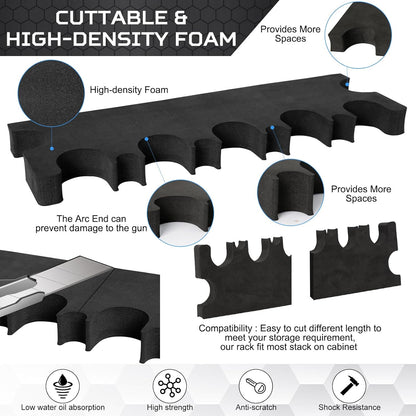 Gun Rack for Gun Storage, Gun Safe Accessory for Rifles and Shotguns, Gun Holder in Gun Cabinet, Shotgun Rifle Rest, Foam Material with Magnetic Strip and Hook Strip , Gifts for Hunters