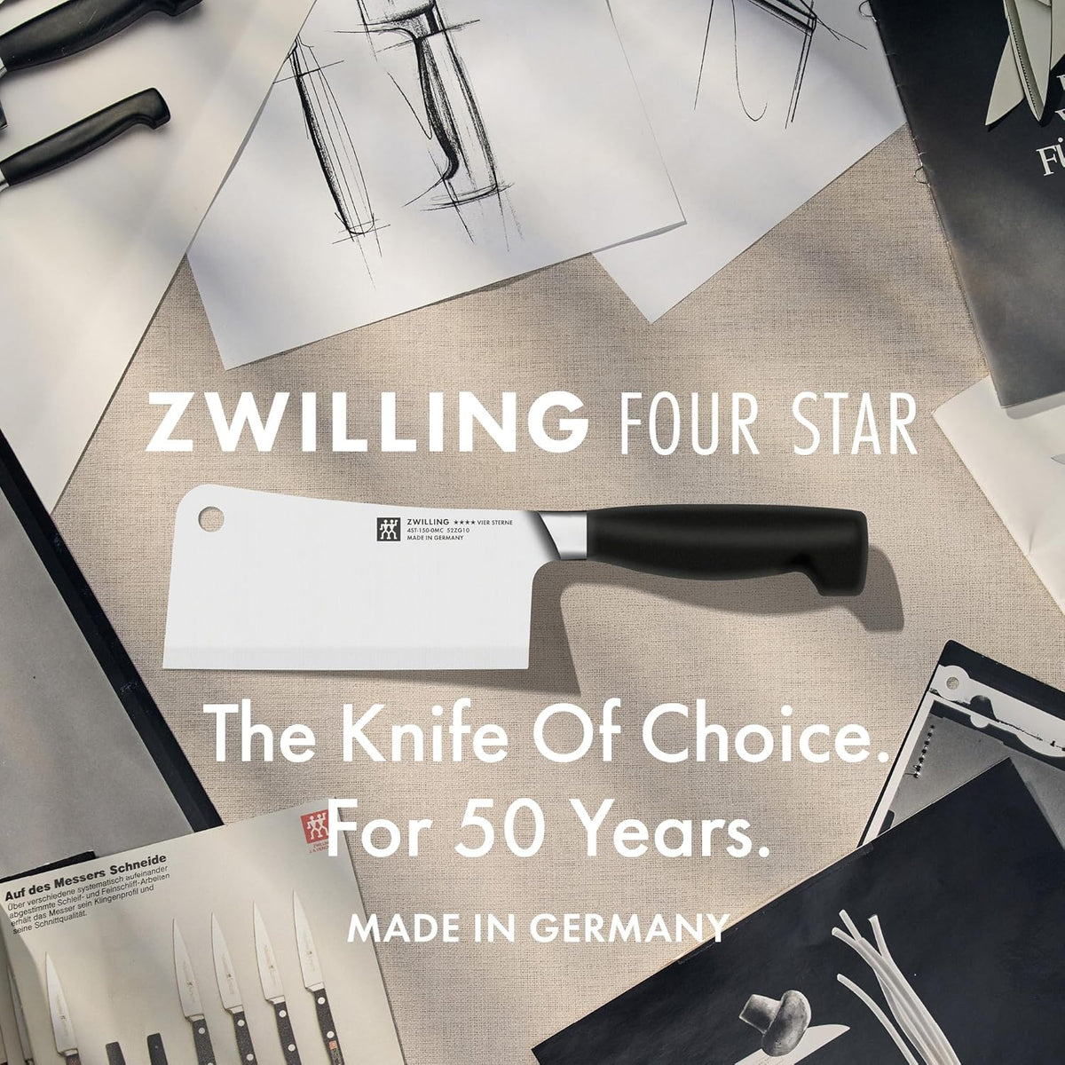 Four Star 6-inch Razor-Sharp German Meat Cleaver, Made in Company-Owned German Factory with Special Formula Steel perfected for almost 300 Years, Dishwasher Safe