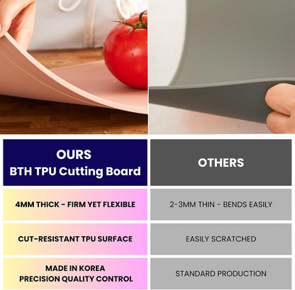 TPU Cutting Board Flexible Mat, 17.3" x 10.6" Nonslip Korean cutting board for kitchen, BPA Free Flexible Chopping Board, TPU Material Double-sided Dishwasher Safe