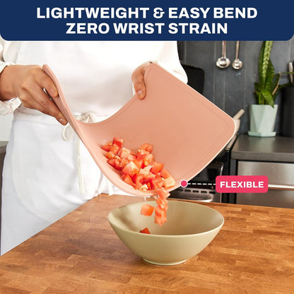 TPU Cutting Board Flexible Mat, 17.3" x 10.6" Nonslip Korean cutting board for kitchen, BPA Free Flexible Chopping Board, TPU Material Double-sided Dishwasher Safe