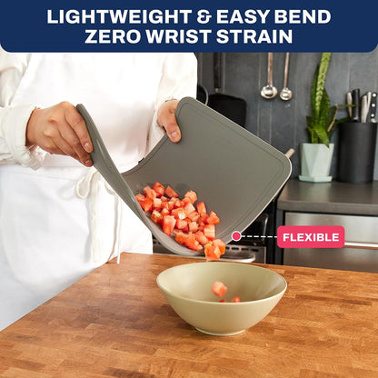 TPU Cutting Board Flexible Mat, 17.3" x 10.6" Nonslip Korean cutting board for kitchen, BPA Free Flexible Chopping Board, TPU Material Double-sided Dishwasher Safe