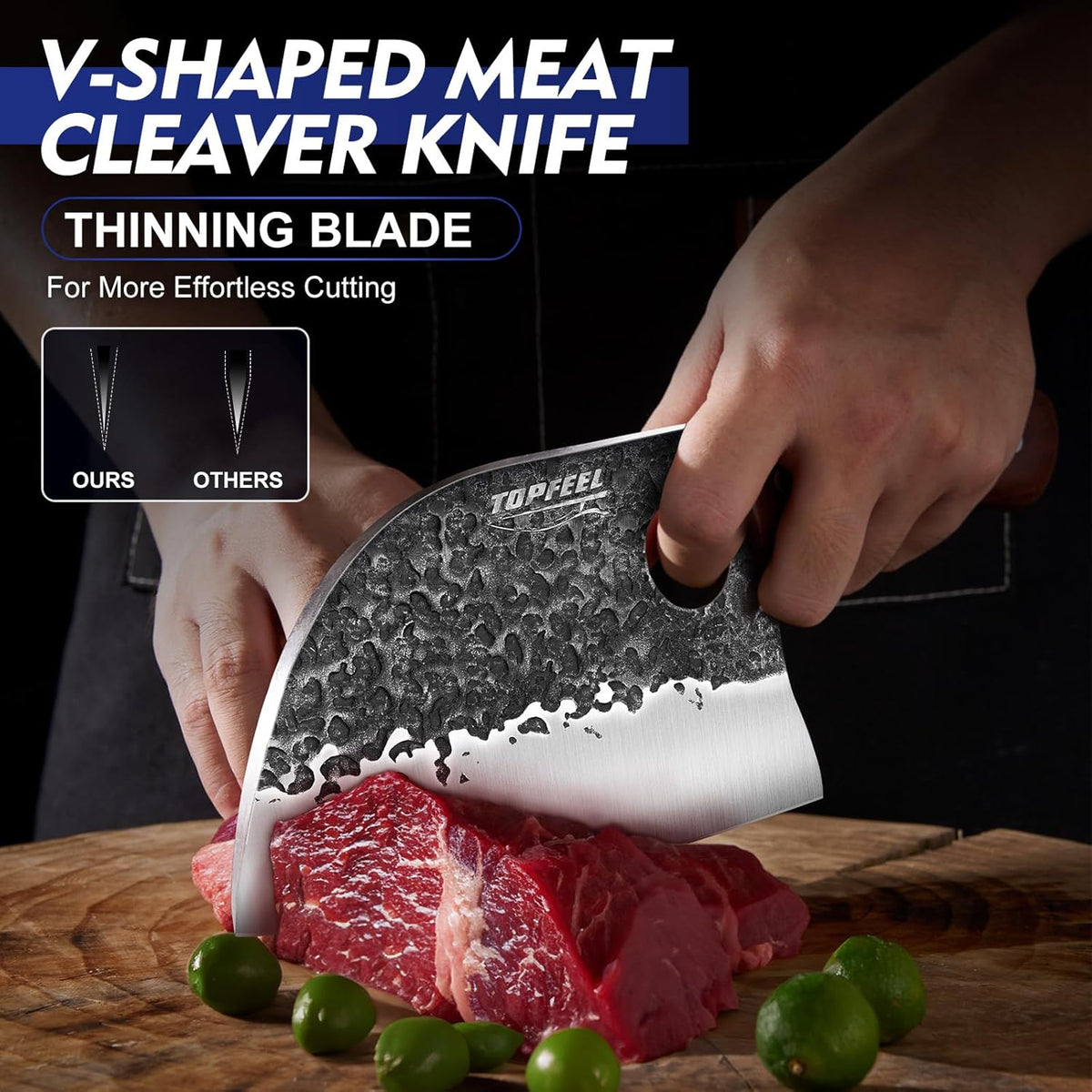 4PCS Meat Cleaver Set -Heavy Duty Bone Chopper & Meat Cleaver & Viking Knife & Slicing Knife, Chef Knives Set for Home Kitchen,Camping, BBQ Knives Gift for Men