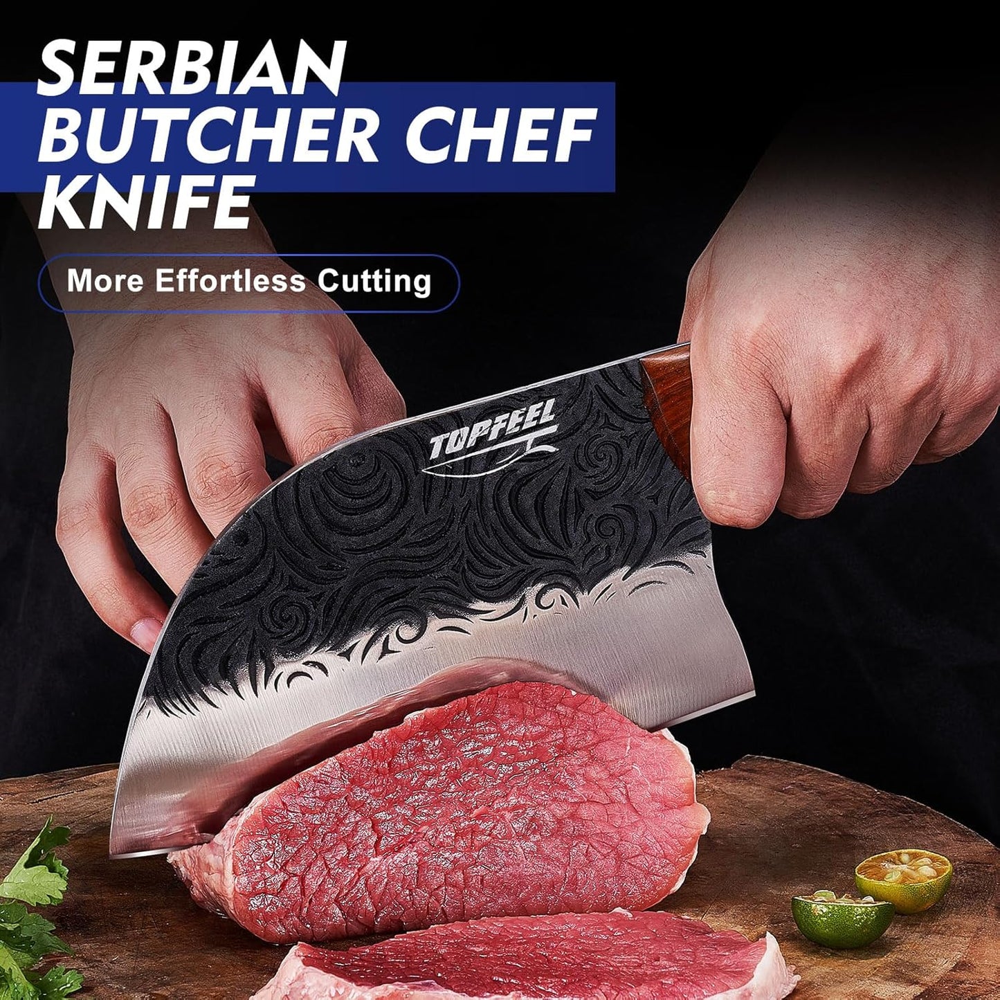 4PCS Meat Cleaver Set -Heavy Duty Bone Chopper & Meat Cleaver & Viking Knife & Slicing Knife, Chef Knives Set for Home Kitchen,Camping, BBQ Knives Gift for Men