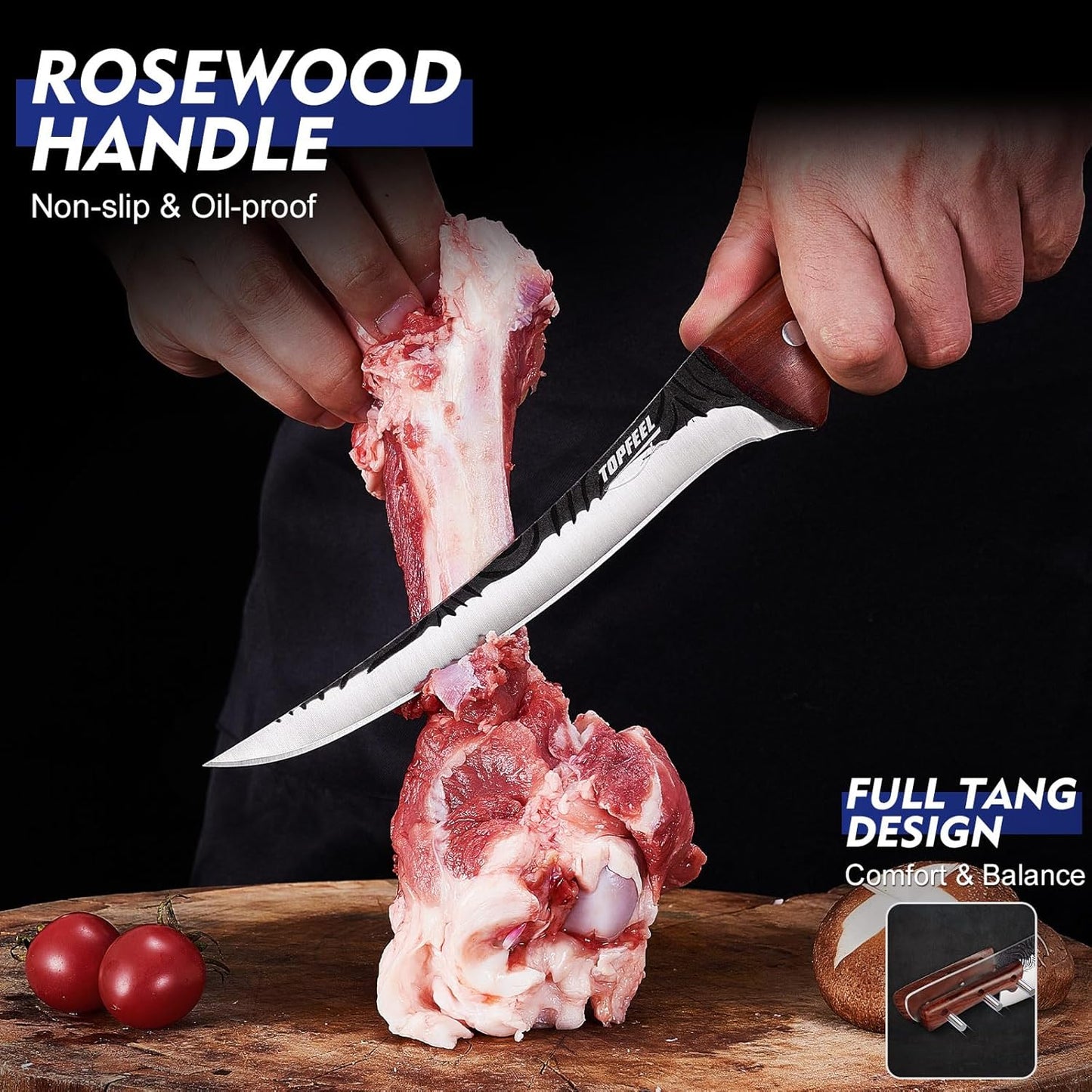 4PCS Meat Cleaver Set -Heavy Duty Bone Chopper & Meat Cleaver & Viking Knife & Slicing Knife, Chef Knives Set for Home Kitchen,Camping, BBQ Knives Gift for Men