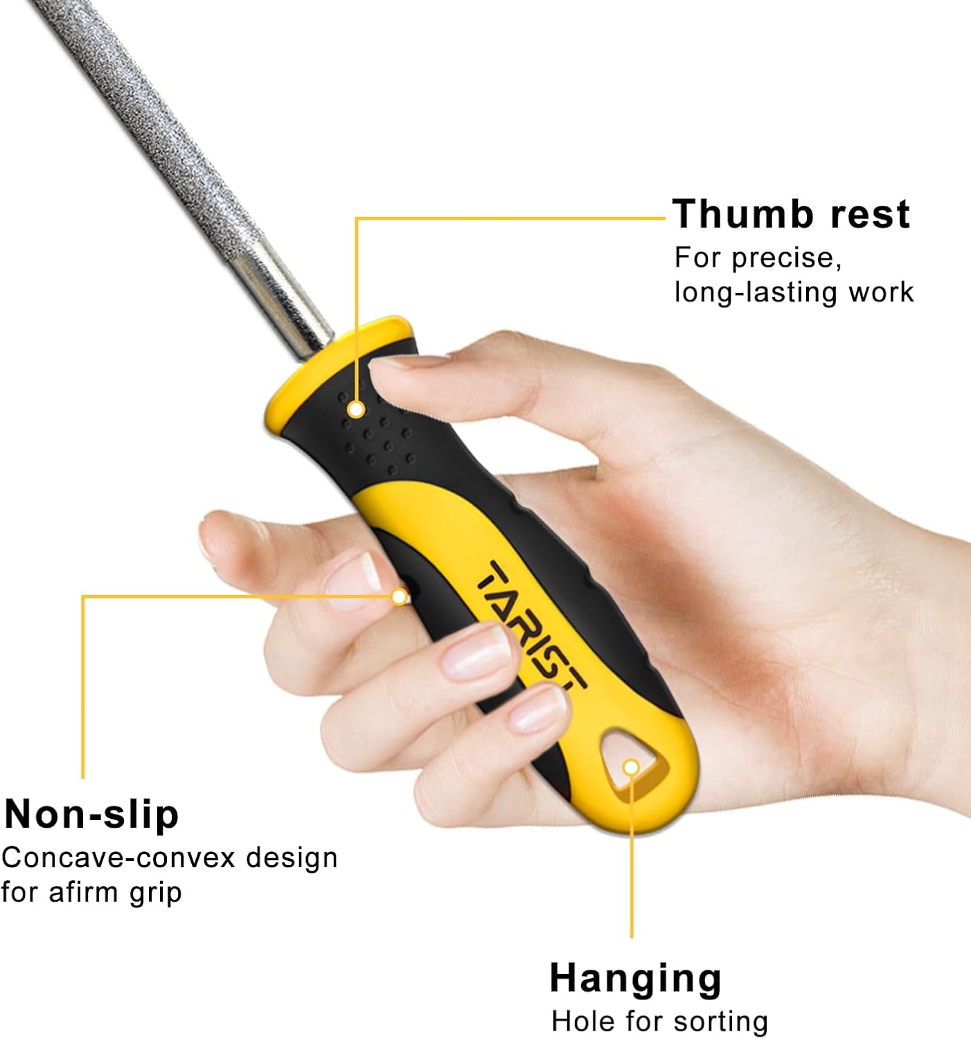 Diamond File Set, 3-Piece, 8-inch, Includes Flat/Half-Round/Round. For Sharpening Lawn Mower Blades, Garden Shears, Axe, Knife - Tool Sharpener for Metal, Tile, Ceramic, Glass, Stone and more