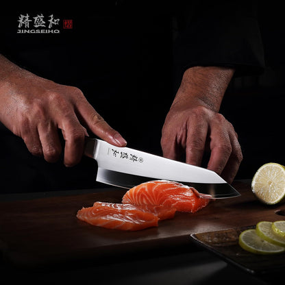 Japanese Chef Knife 7in,High Carbon Steel VG-10,Leather Sheath | Lab Tested Ultra and Long Lasting Sharp,Lightweight with Non-slip Handle,Ideal Kitchen Gift for Home Cooks Professional Chef